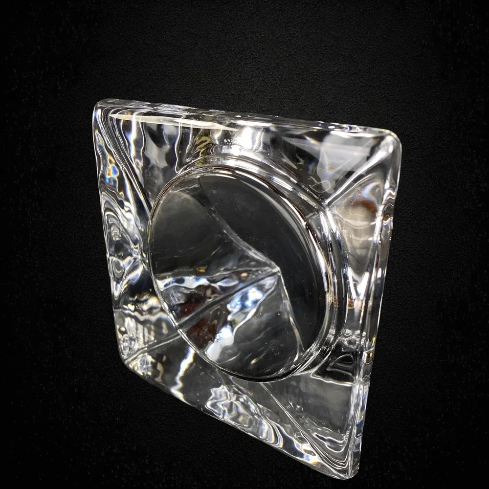 Nybro Glass Ice Pyramid Candle Holders‎ Set of 2 Sweden 1970s 1980s